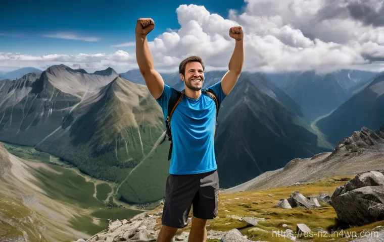 장거리 하이킹의 필요성과 이유 - A serene solo hiker, a woman in her late 20s, sits on a smooth rock overlooking a breathtaking, unto...