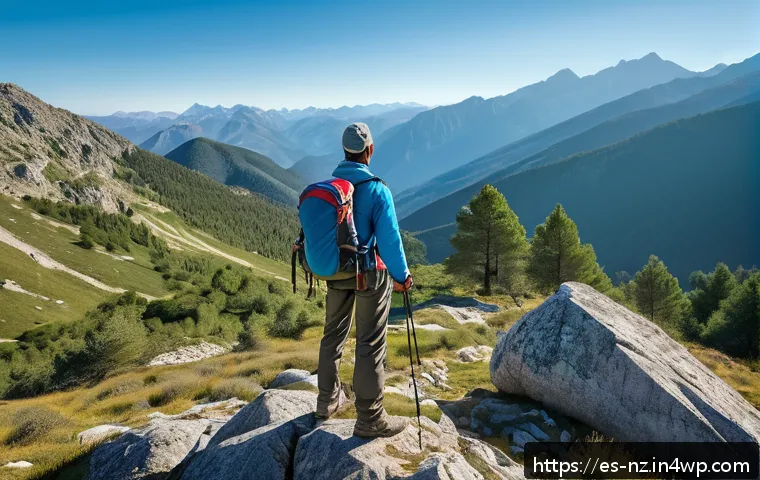 장거리 하이킹을 위한 개인적인 목표 설정 방법 - A serene scene of a solo hiker pausing on a rocky trail in the Spanish Pyrenees at golden hour, surr...