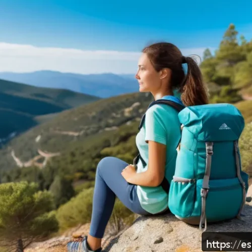 Home 30 하이킹 중 필요한 생리대 및 위생 용품 - A confident young woman hiking on a sunny mountain trail in Spain, wearing breathable, lightweight h...